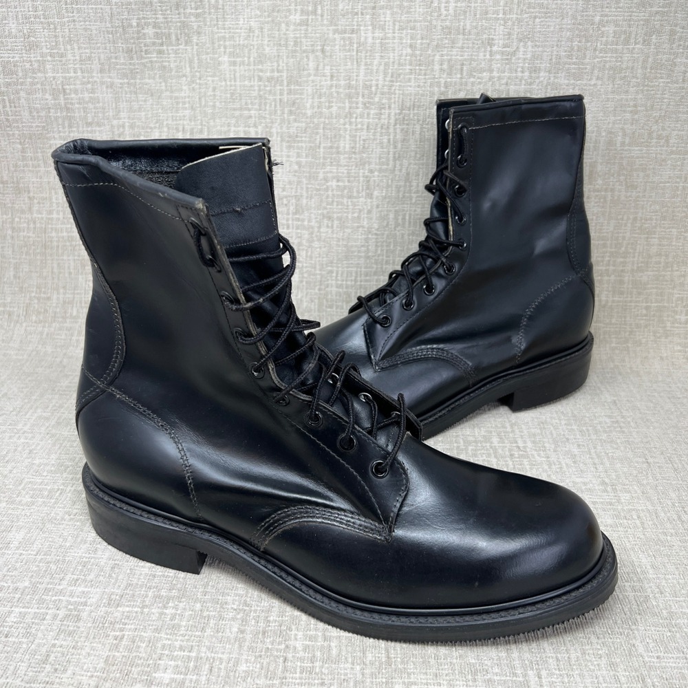 VTG Chippewa 29359 Combat Work Boots Men 10.5 C Black Leather Vibram USA Made